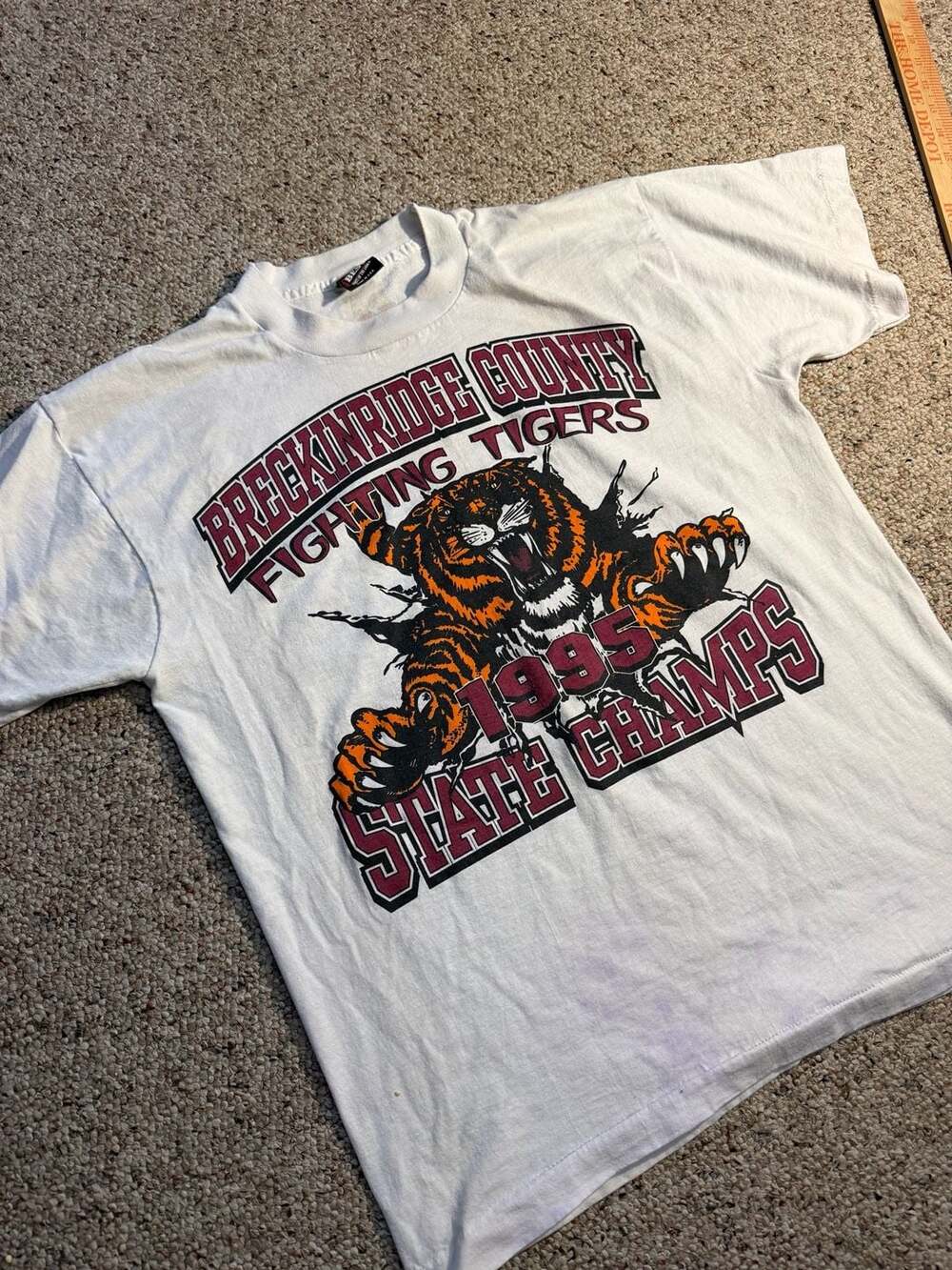 Vintage 1995 Breckinridge County Fighting Tigers State Champs Basketball T-Shirt